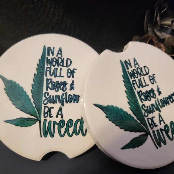 Cannabis Car Coasters (2) - Picture 2 of 4